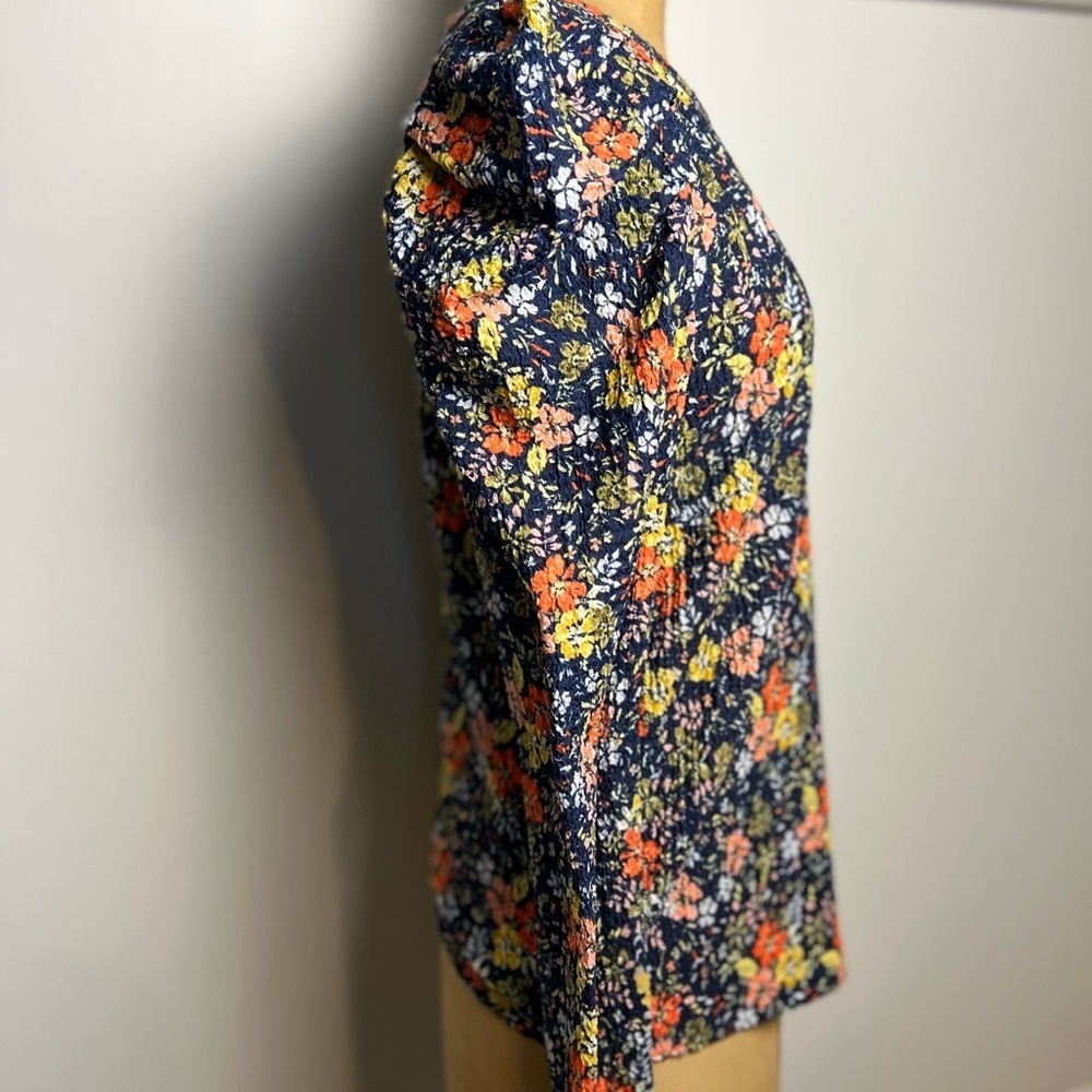 LOFT women’s puff sleeve floral long sleeve top medium - Picture 3 of 6